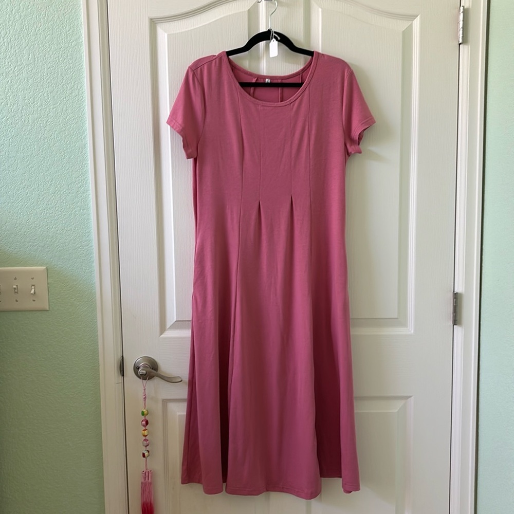Pink soft Flowy dress with pockets